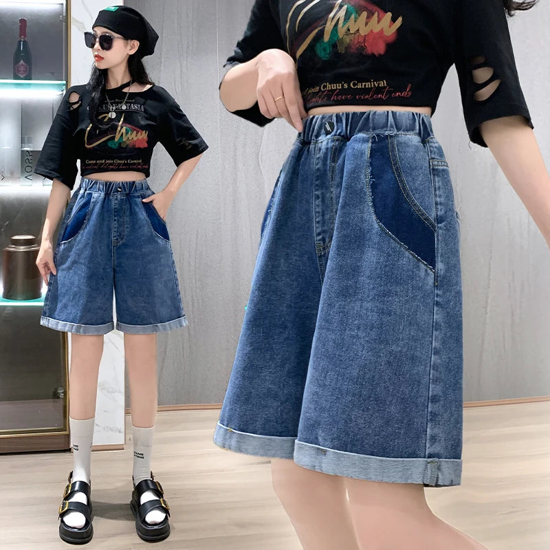 Plus Size High-Waist Denim Shorts for Women | Summer Streetwear