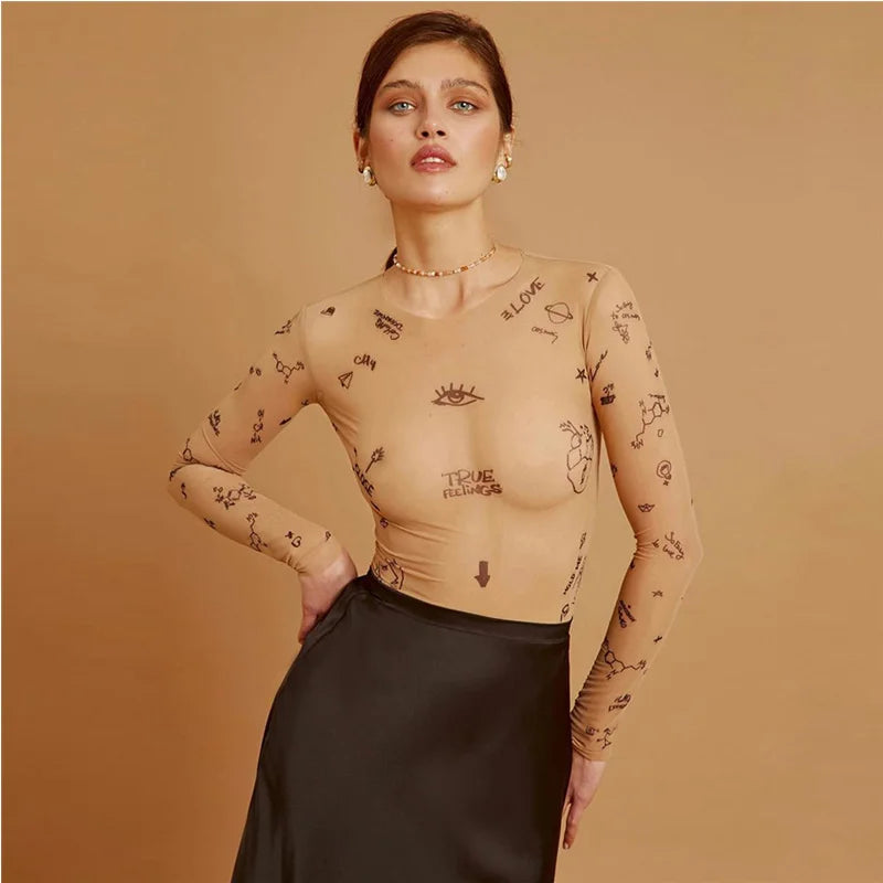 Sexy Slim Fit Long-Sleeve One-Piece Bodysuit for Women
