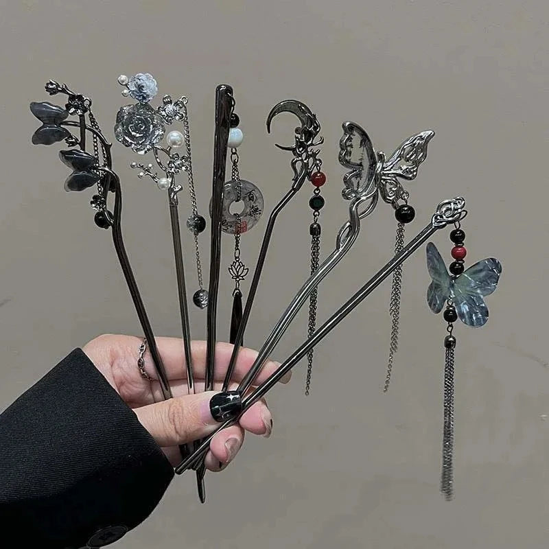 New Chinese Style Butterfly Flower Tassel Hair Stick