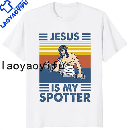 Retro Vintage Jesus Christ Gym T Shirts Men Pure Christian Faith Tee Top Short Sleeved Funny Printed Graphic Tshirt Gift