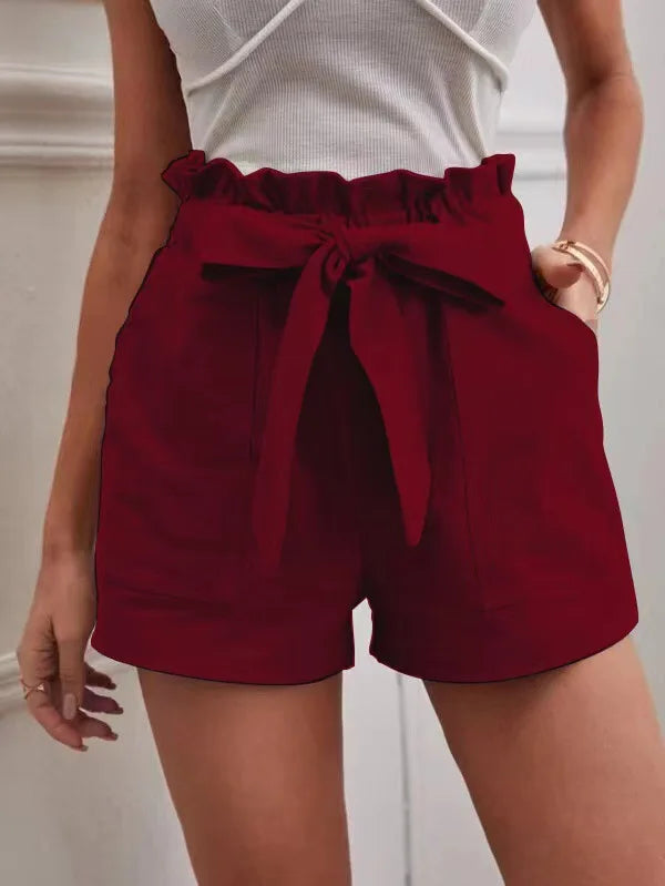 Women’s Summer Linen-Look Casual Shorts | High Waist, Wide Leg, Loose Fit