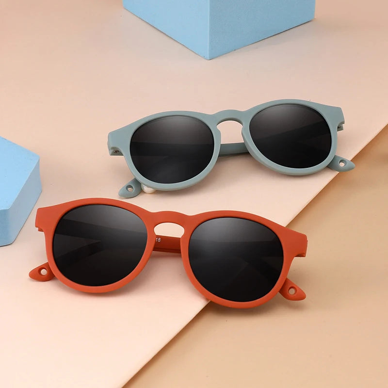Baby’s First Sunglasses with Strap – Round Flexible Polarized UV400 Silicone Shades