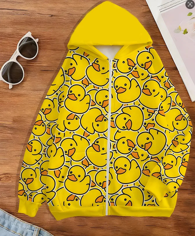 Little Yellow Duck 3D Print Zipper Hoodie | Men&