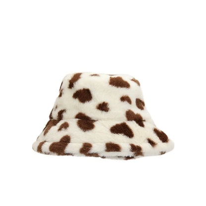 Sweet Faux Fur Fisherman Hat | Fluffy Heart Bucket Hat for Winter &amp; Casual Wear