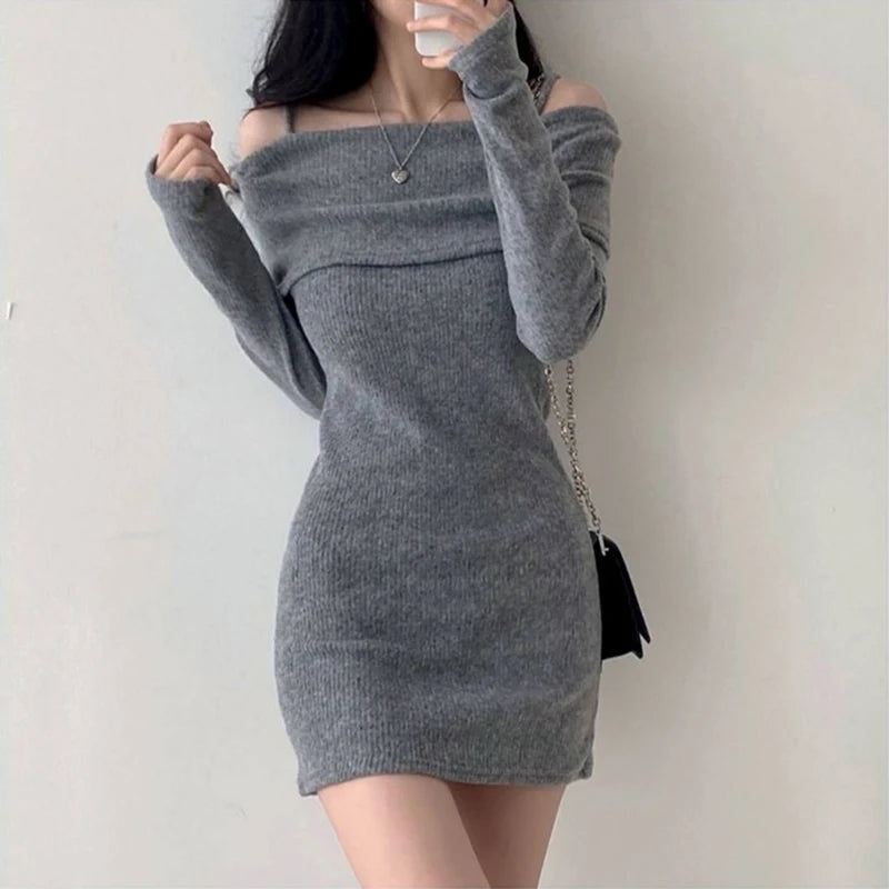 Y2K Women Knitted Mini Dress