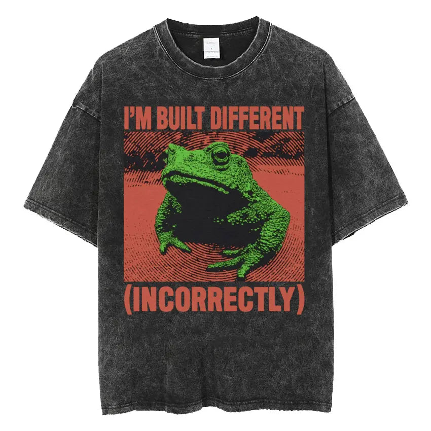 Retro Frog Print Oversized T-Shirt | Funny Japanese Style Tee