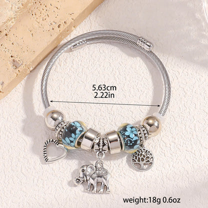 Elephant &amp; Life Tree Charm Bracelet