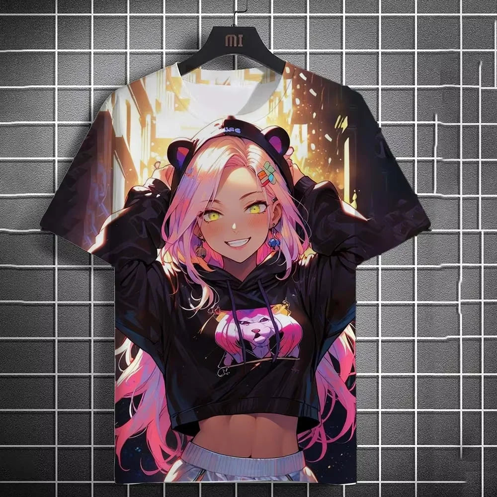 Cartoon Sexy Girl 3D Print Oversized T-Shirt