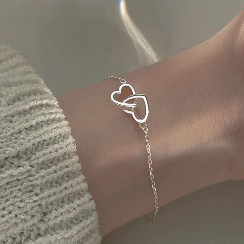 Double Heart Gold Stainless Steel Choker for Women &amp; Couples