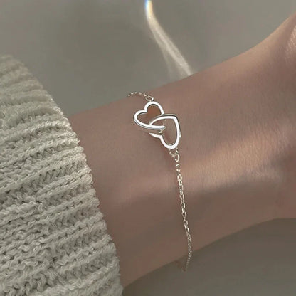 Double Heart Gold Stainless Steel Choker for Women &amp; Couples