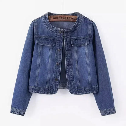 5XL New Quarter sleeved O neck Denim Jacket For women&