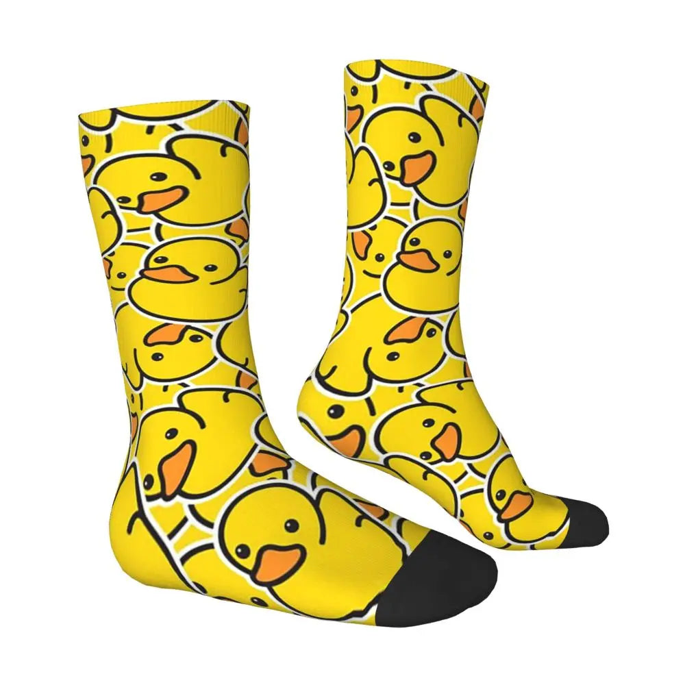 Yellow Bathtime Rubber Ducks Pattern Socks | Harajuku Style All-Season Crew Socks