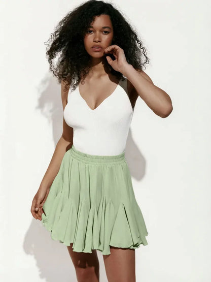 Summer White Ruffle Mini Skirt | High Waist Vintage Tennis Style