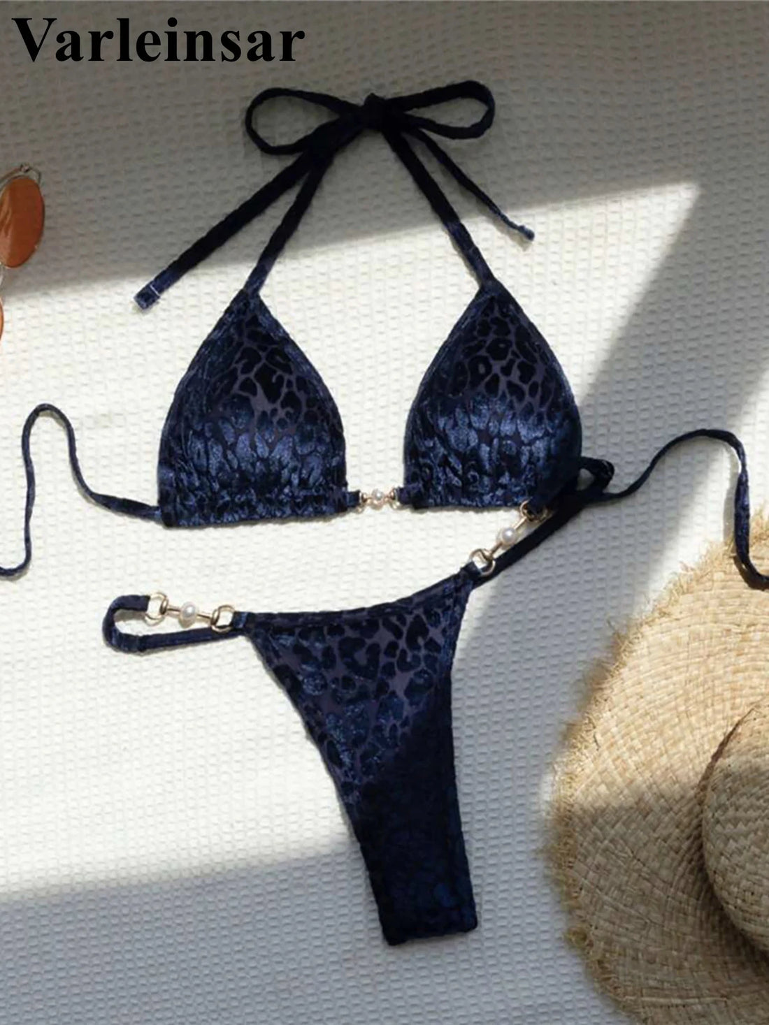 S-XL Leopard Halter Mini Bikini Two-Piece Set