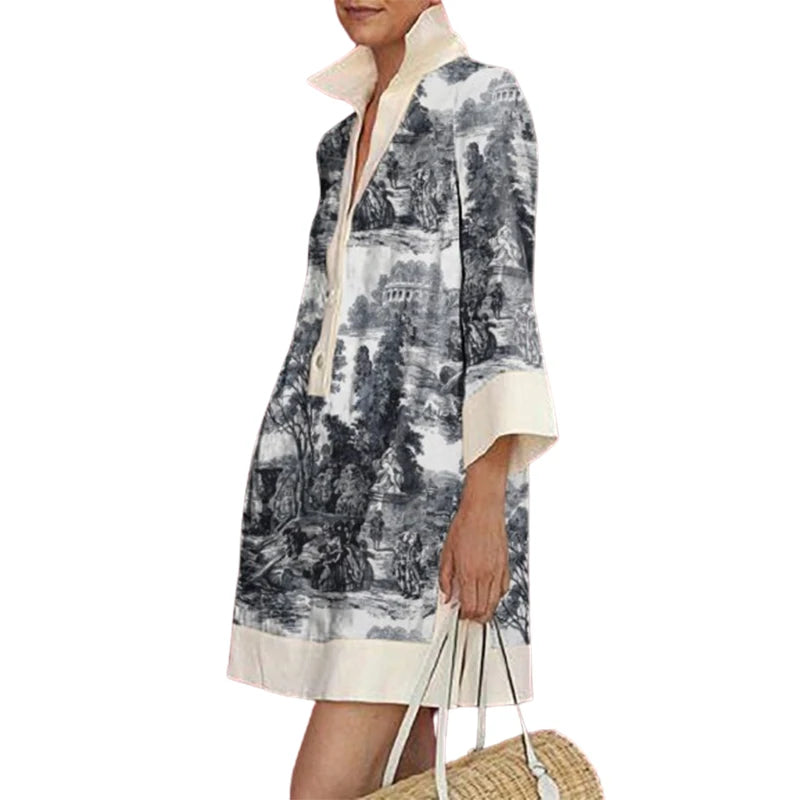 Yeezzi Vintage Printed Mini Dress