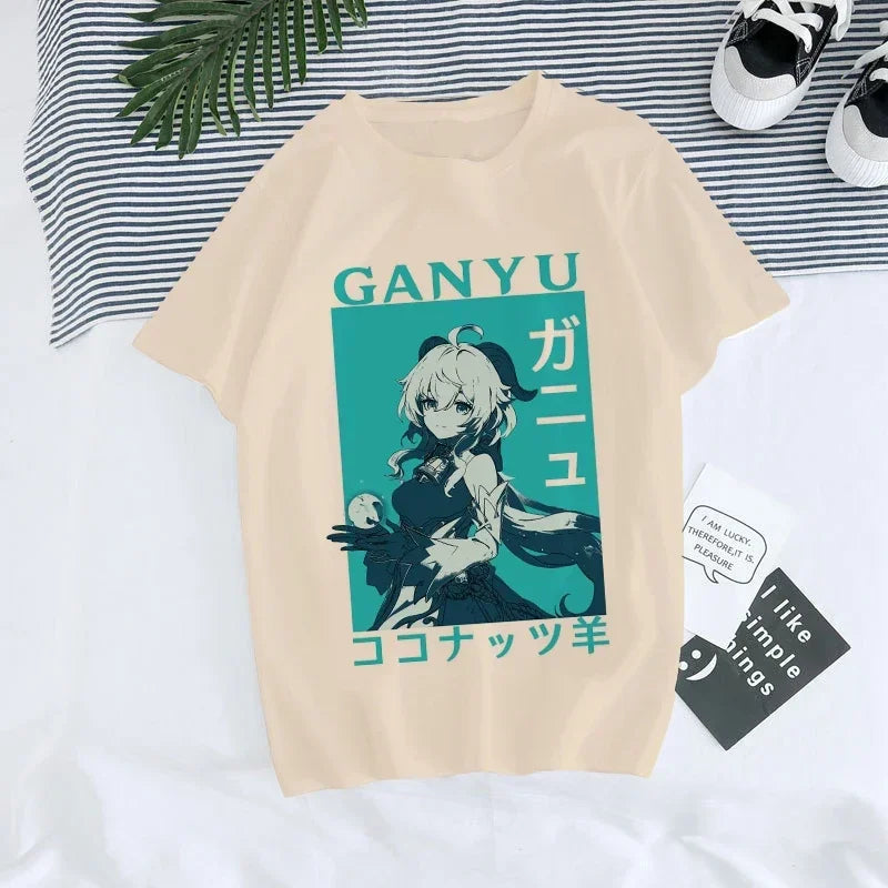 Genshin Impact Kawaii Graphic T-Shirt | Harajuku Anime Tee for Women
