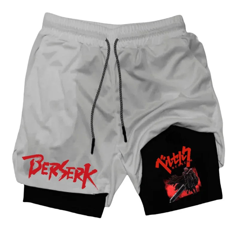 Anime Berserk Print Men’s 2-in-1 Running Shorts