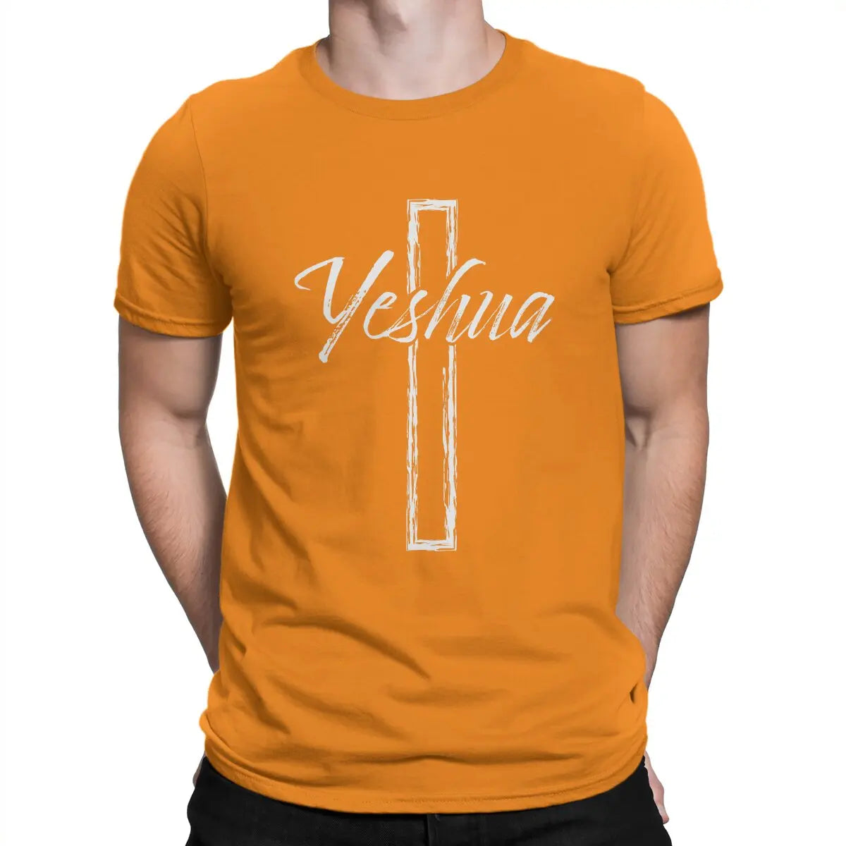 Jesus God Cross Creative TShirt for Men Yeshua Round Collar Pure Cotton T Shirt Distinctive Birthday Gifts Tops
