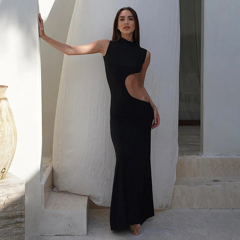 Cryptographic Sexy Cut Out Maxi Dress for Women