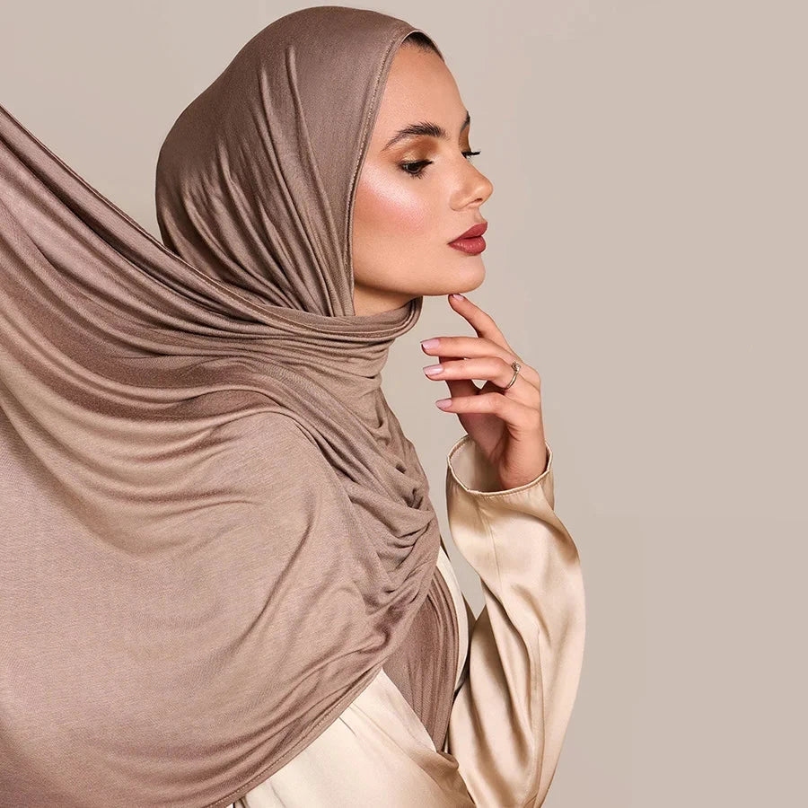 Modal Cotton Jersey Hijab Scarf  Long Soft Turban Wrap