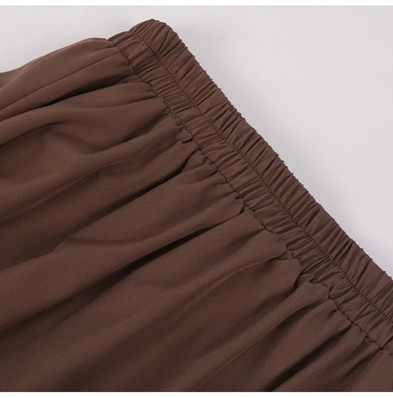 Brown Ruffled High-Waisted Victorian Skirt | Steampunk Gothic Vintage Party Wear