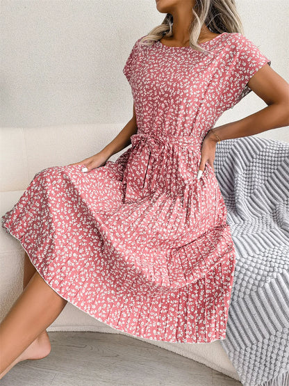 Women’s Floral Pleated A-Line Dress