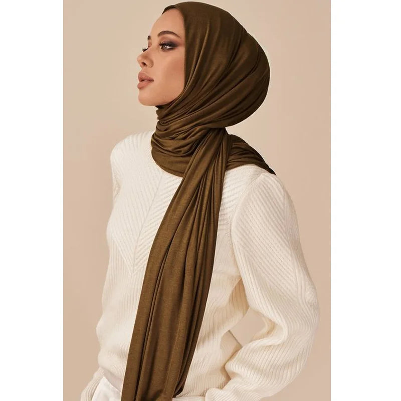 Modal Cotton Jersey Hijab Scarf  Long Soft Turban Wrap