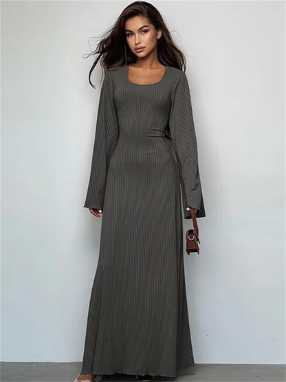 Fantoye Solid Lace-Up Flying Sleeve Loose Fit Dress