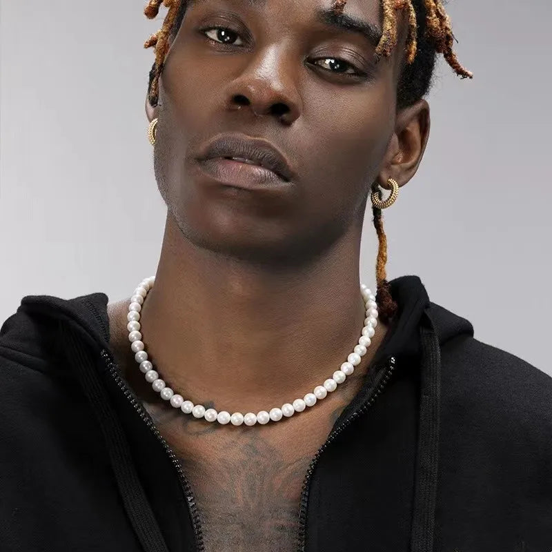 Pearl Bead Necklace for Men