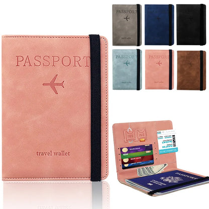 PU Leather RFID Blocking Passport Holder Travel Wallet for Men &amp; Women