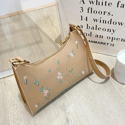 Summer Floral Lace Stitching PU Leather Shoulder Bag
