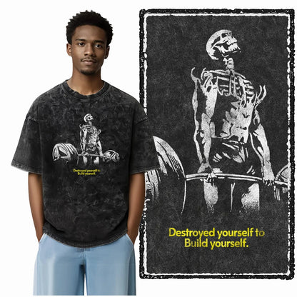 Bodybuilding Acid-Washed Graphic T-Shirt | Vintage Streetwear Unisex Tee