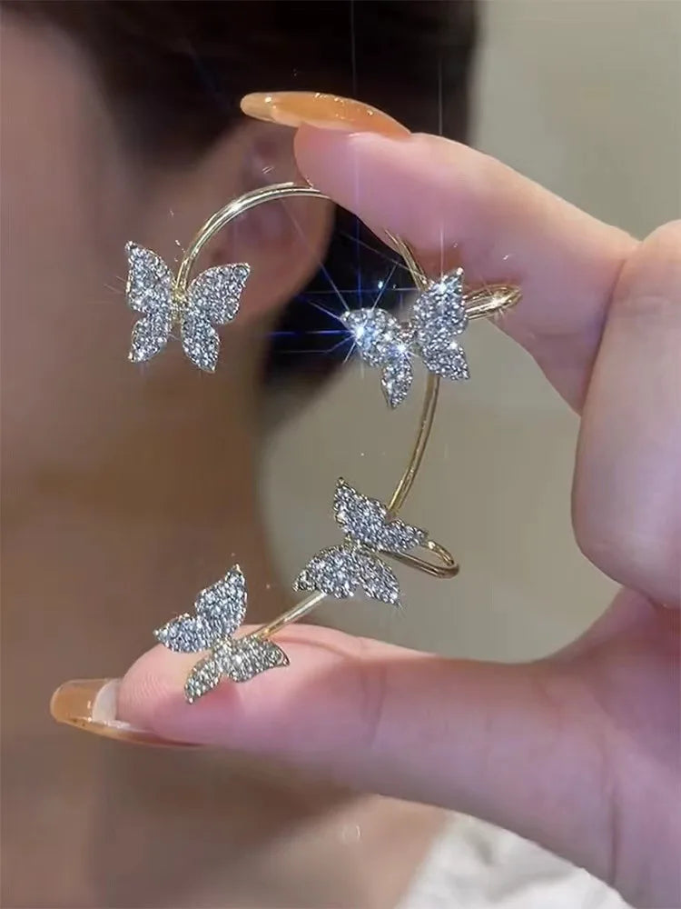 Zircon Butterfly No Piercing Clip-On Earrings