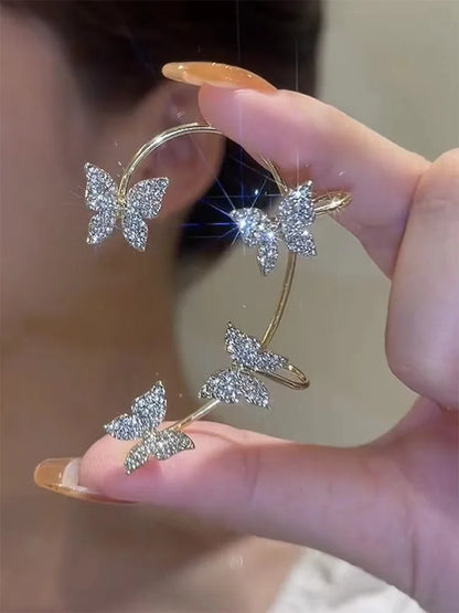 Zircon Butterfly No Piercing Clip-On Earrings