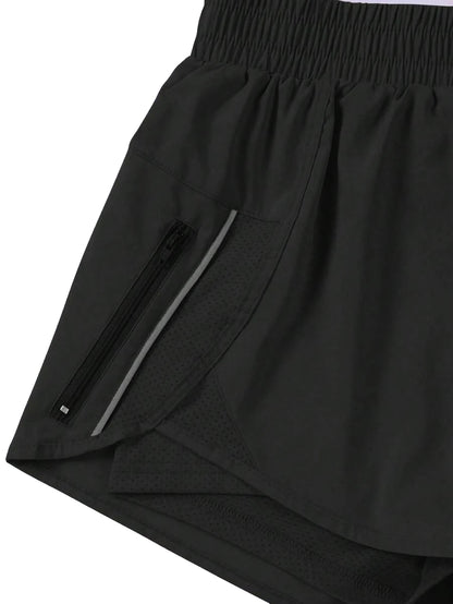 Unisex Running Sports Shorts with Zipper Pockets | Elastic Waist Activewear