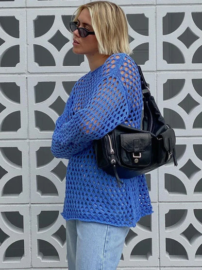 Tossy Knit Hollow Out Cover-Up Mini Dress for Women