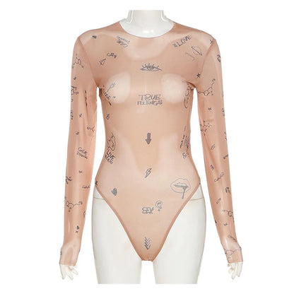 Sexy Slim Fit Long-Sleeve One-Piece Bodysuit for Women