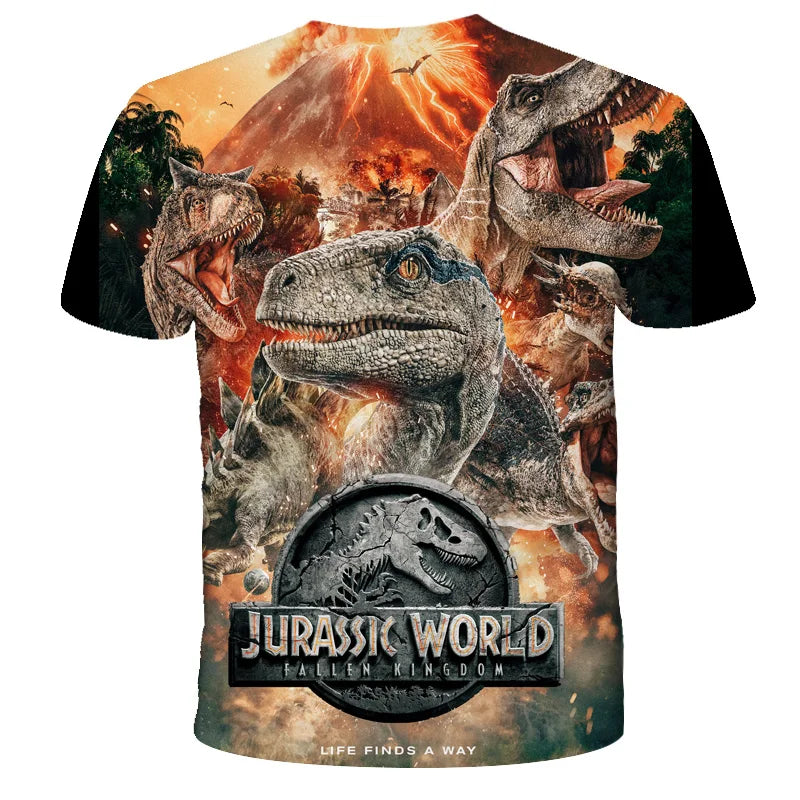 Kids Dinosaur Cartoon T-Shirt | Baby Boys &amp; Girls Summer Short Sleeve Tee