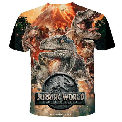 Kids Dinosaur Cartoon T-Shirt | Baby Boys &amp; Girls Summer Short Sleeve Tee