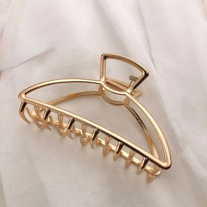 Gold Hollow Geometric Metal Hair Clip for Women