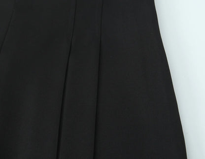 Vintage High-Waist Straight Trousers with Belt | Knee-Length Wide Leg Pants