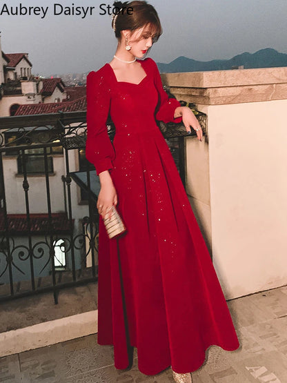 Elegant Red Sequins Midi Dress