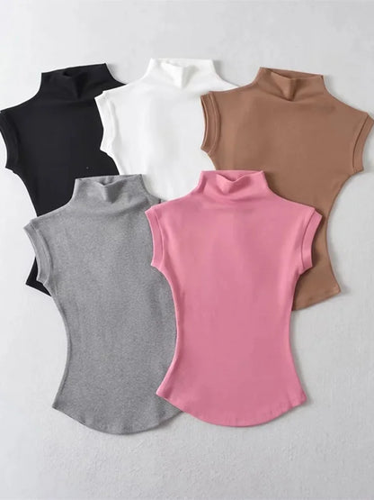 Women’s Summer Sexy Turtleneck Sleeveless T-Shirt