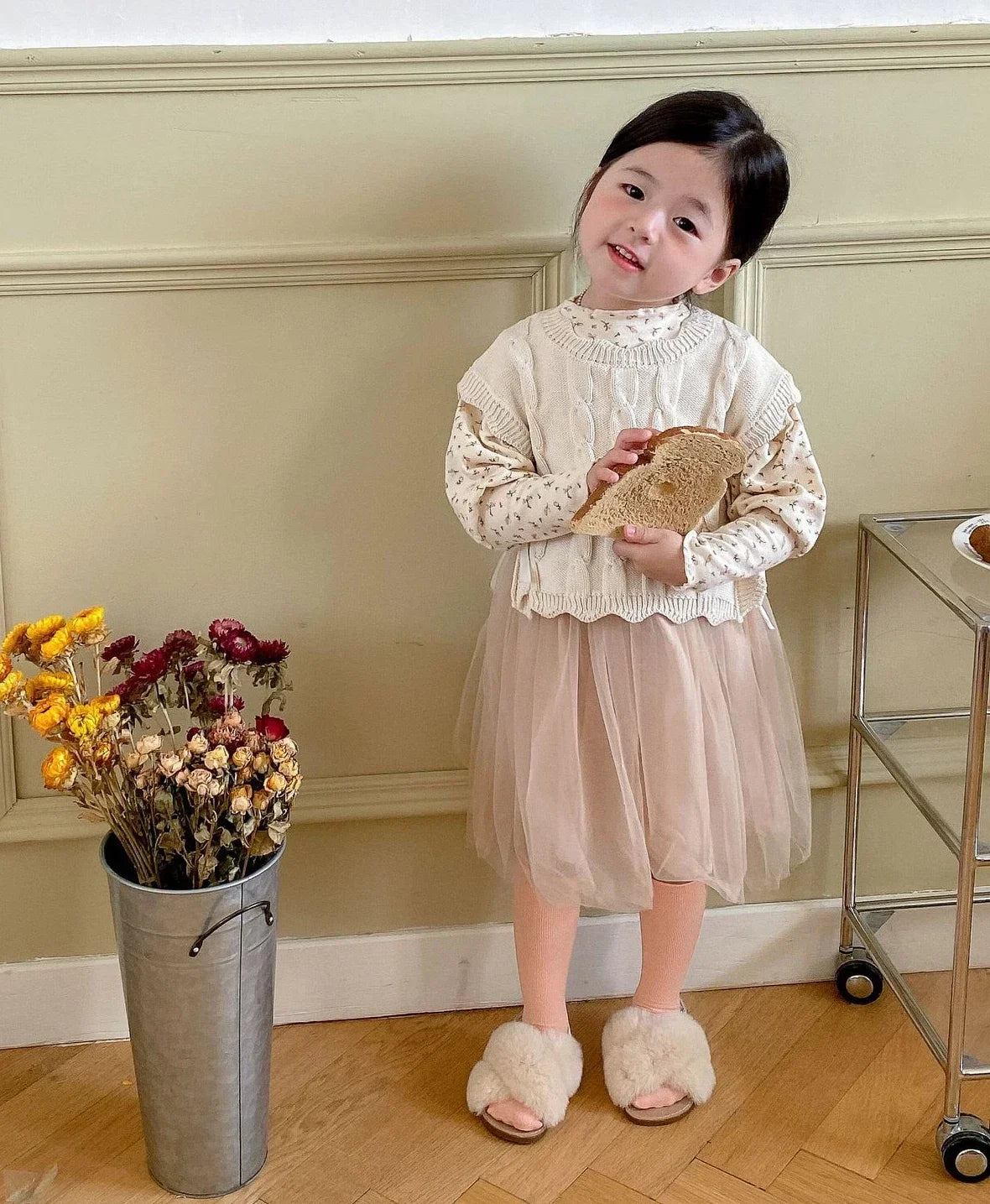 Striped Cotton Knitting Vest for Girls – Autumn/Winter
