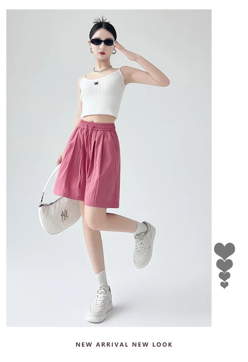 Women’s Summer Casual High-Waist Shorts | Soft Loose Beach Shorts with Pockets