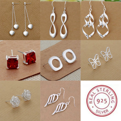 Sterling Silver Heart Stud Earrings for Women