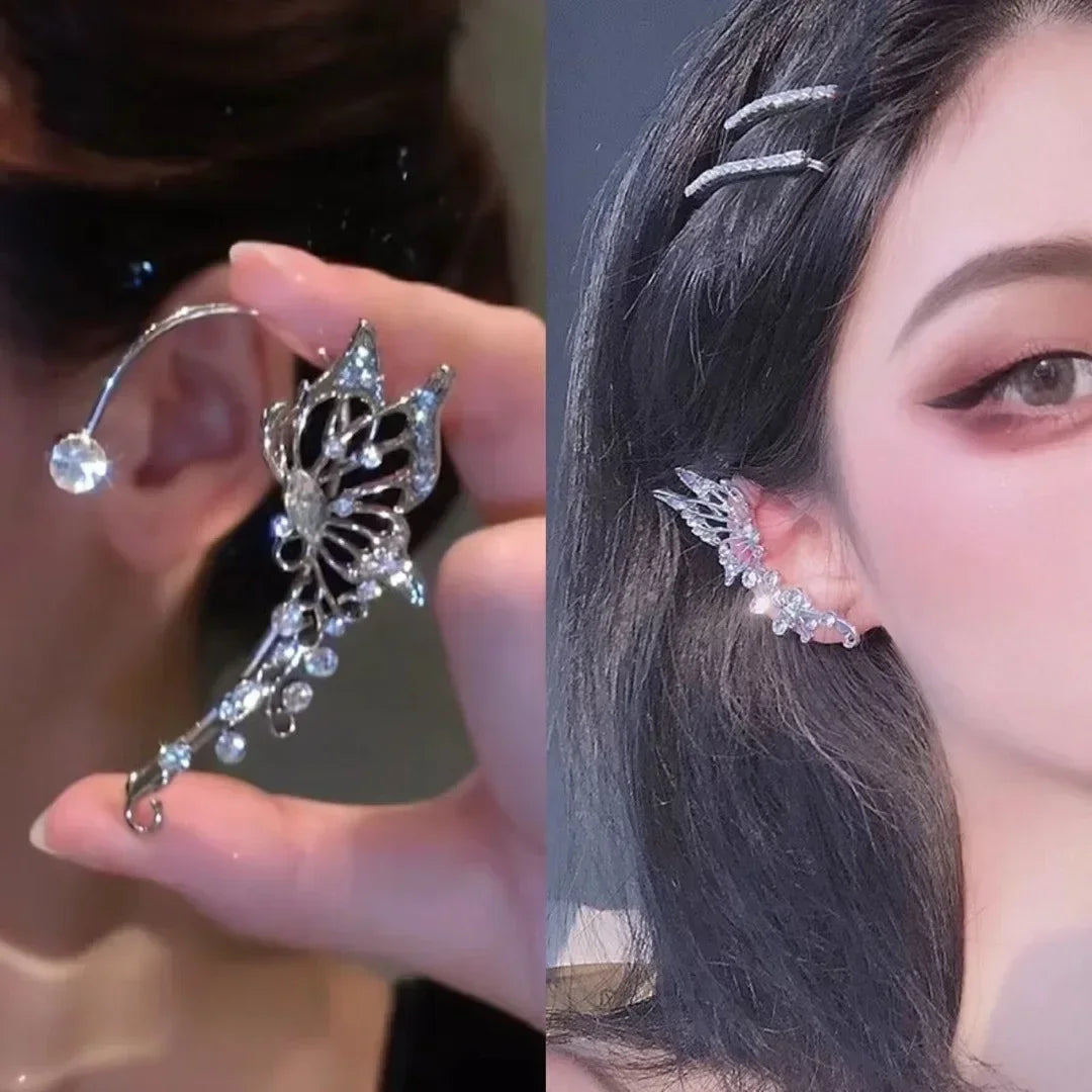 Zircon Butterfly No Piercing Clip-On Earrings