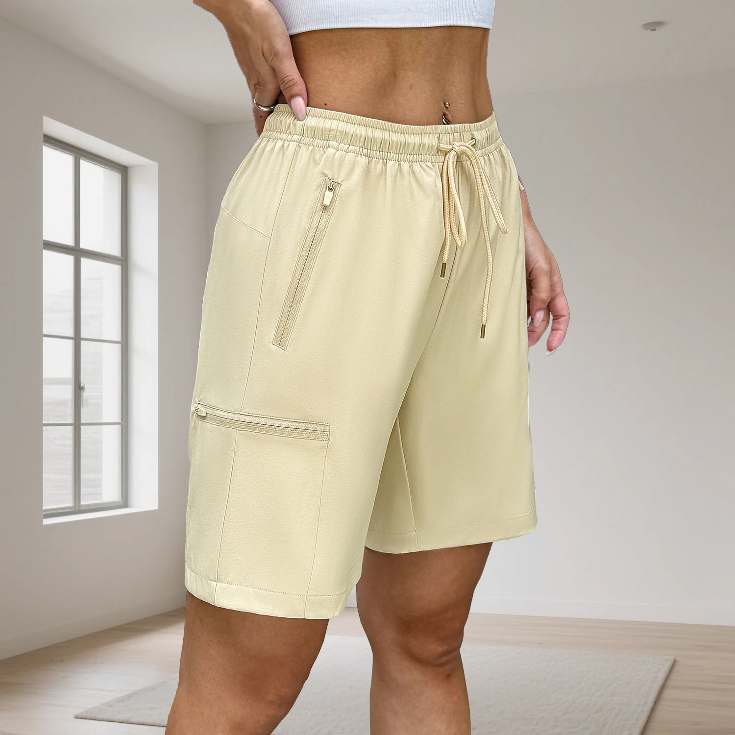 Drawstring Loose Women’s Quick-Dry Shorts with 4 Pockets