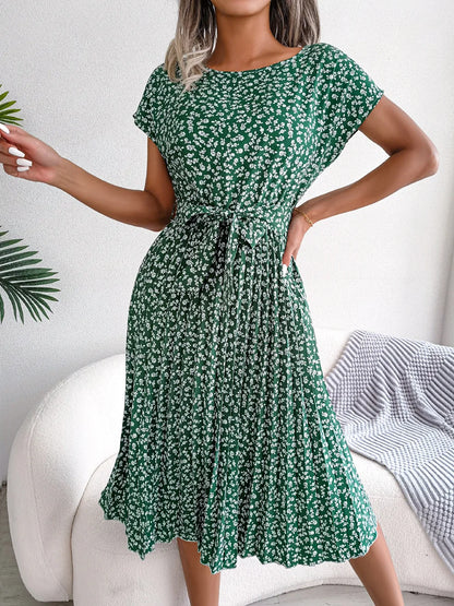 Women’s Floral Pleated A-Line Dress