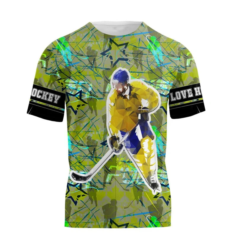 Hockey Stick Print Gym T-Shirt | Breathable Short Sleeve Fitness Tee